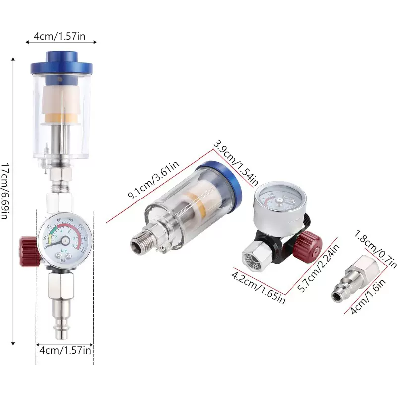 跨境爆款环保气动喷枪尾部调压表油漆喷漆枪调气阀汽车喷枪控制阀
