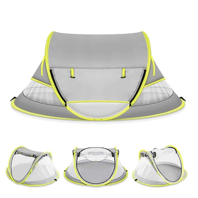 Children's outdoor tent foldable anti-mosquito installation-free picnic camping quick open seaside sun protection sunshade beach tent (Çadırlar) - light-gray-single