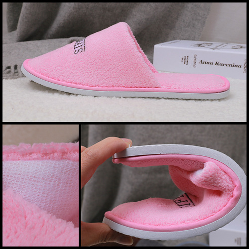 High-end super five-star hotel B&B beauty salon home thickened non-slip autumn and winter non-disposable coral velvet slippers