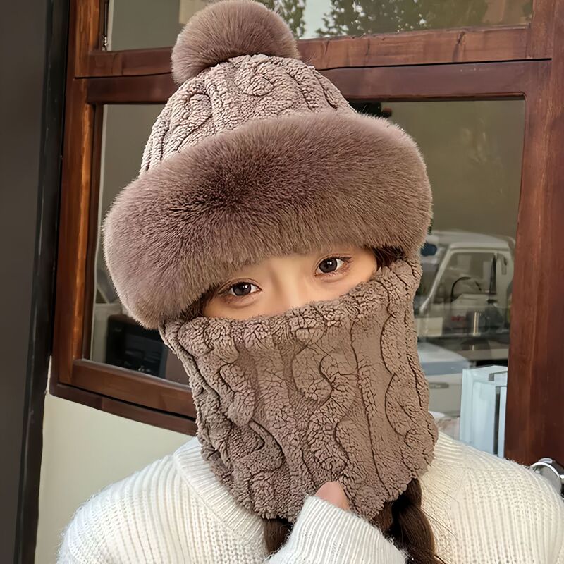 秋冬帽子三合一加绒加厚女生季百搭骑车户外旅行防风防寒保暖套头|undefined