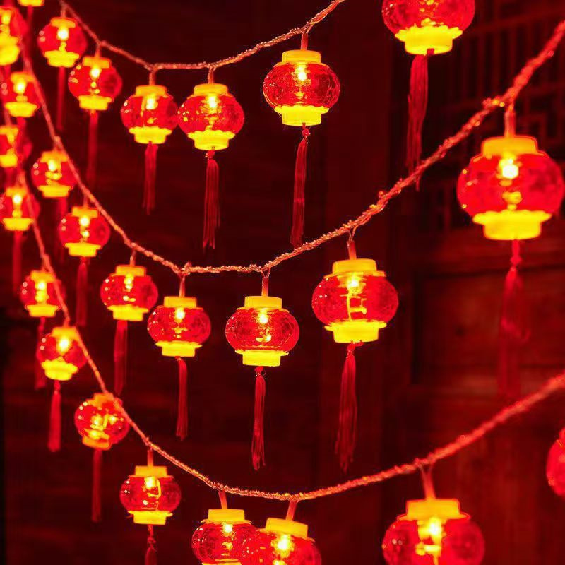 Día de Año Nuevo de primavera linterna roja lámpara decorativa luz de atmósfera solar lámpara colgante al aire libre lámpara decorativa de habitación LED lámpara de color