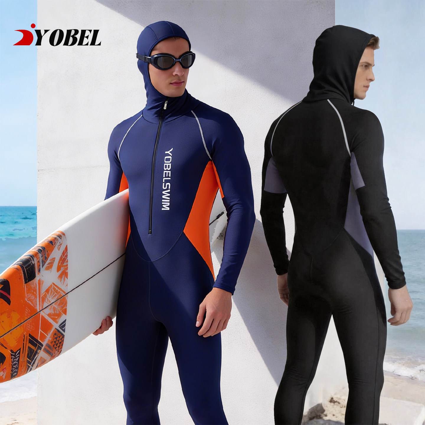 New Style Diving Suit for Men, One-Piece Swimsuit, Long-Sleeved and Long-Pants Jellyfish Suit, Sun Protection, Foot-Covering, Hooded Snorkeling Swimsuit