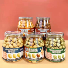 新榕園魚皮花生豆320g罐裝懷舊零食堅果多彩花生米酥脆下酒菜炒貨