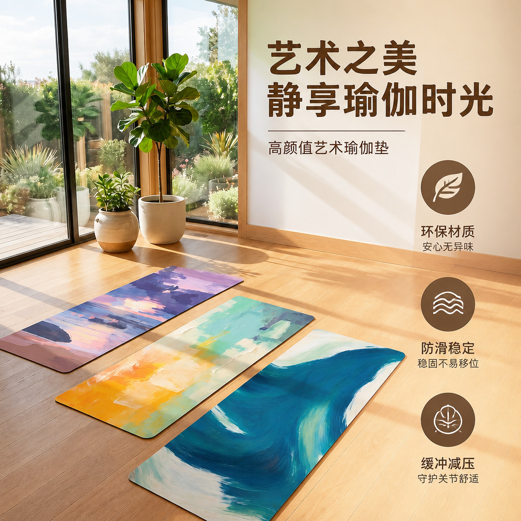 麂皮绒橡胶瑜伽垫天然橡胶防滑健身垫子便携吸水可定制跨境瑜伽垫