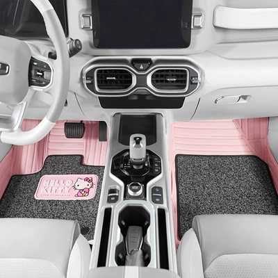 Hellokitty Car Floor Mats, Fully Modelə uyğun ayaqaltı - grapefruit-milk-candy-main-and-co-pilot-real-car-pattern-customization-easy-disassembly-high-side-stand