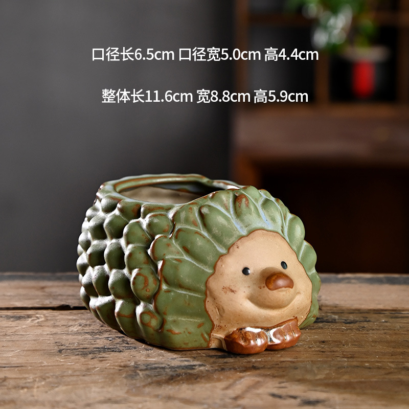 Pequeña caricatura, animal creativo, maceta carnosa, cerámica, arcilla especial para el hogar, maceta de control de raíces de cerámica gruesa, venta al por mayor