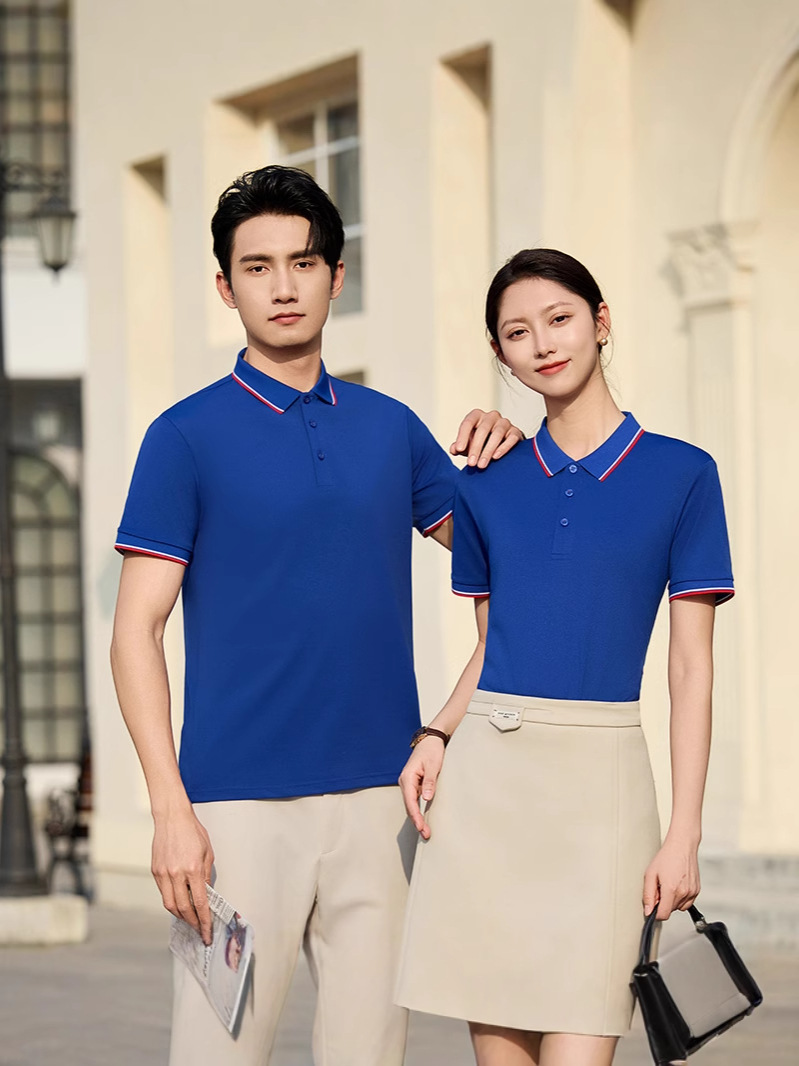 Polo de seda de hielo de alta elasticidad logotipo personalizado solapa ropa de trabajo de manga corta camisa cultural personalizada ropa de personal de negocios personalizada