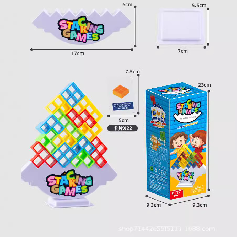 Celebridad en línea transfronteriza niños columpian apilados altos bloques de construcción rusos bloques de construcción de equilibrio cuadrado juguetes de escritorio jengle