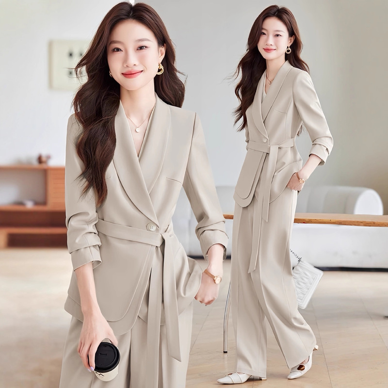 Cross-Border Suit Women's Autumn New High-End Elegant Goddess Style Professional Wear Lace-Up Waist Suit Jacket