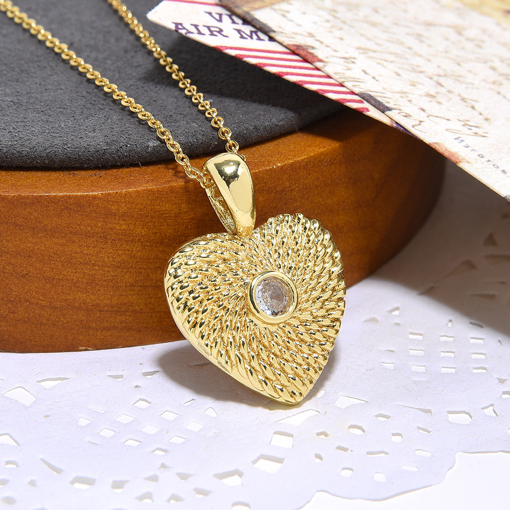 Pendant Necklace Classification Copper Simple Style Classic Style Inlay Heart Shape Zircon Pendant Necklace