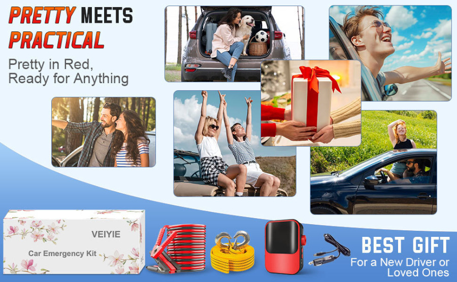 Car emergency kit toolbox for private vehicles, outdoor first aid equipment, rescue set for cars