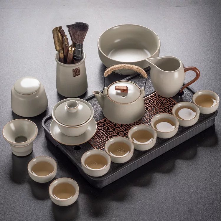 High-end tea set, ceramic teapot, tea cup, light luxury style