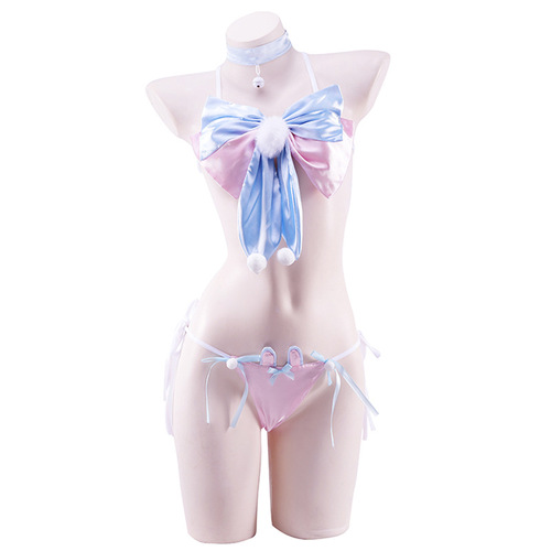 Sexy bow bunny bikini, lace-up three-point lingerie, sexy pajamas set T0492