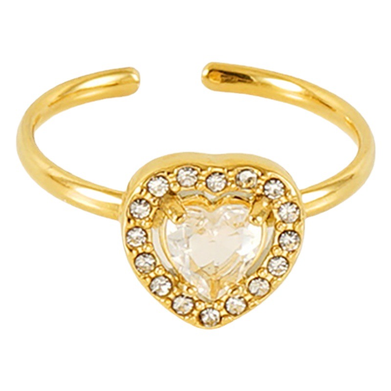 Europeo y americano estilo INS titanio acero doble capa diamante anillo hembra 18K Acero inoxidable anillo ajustable ZIRCON anillo hembra