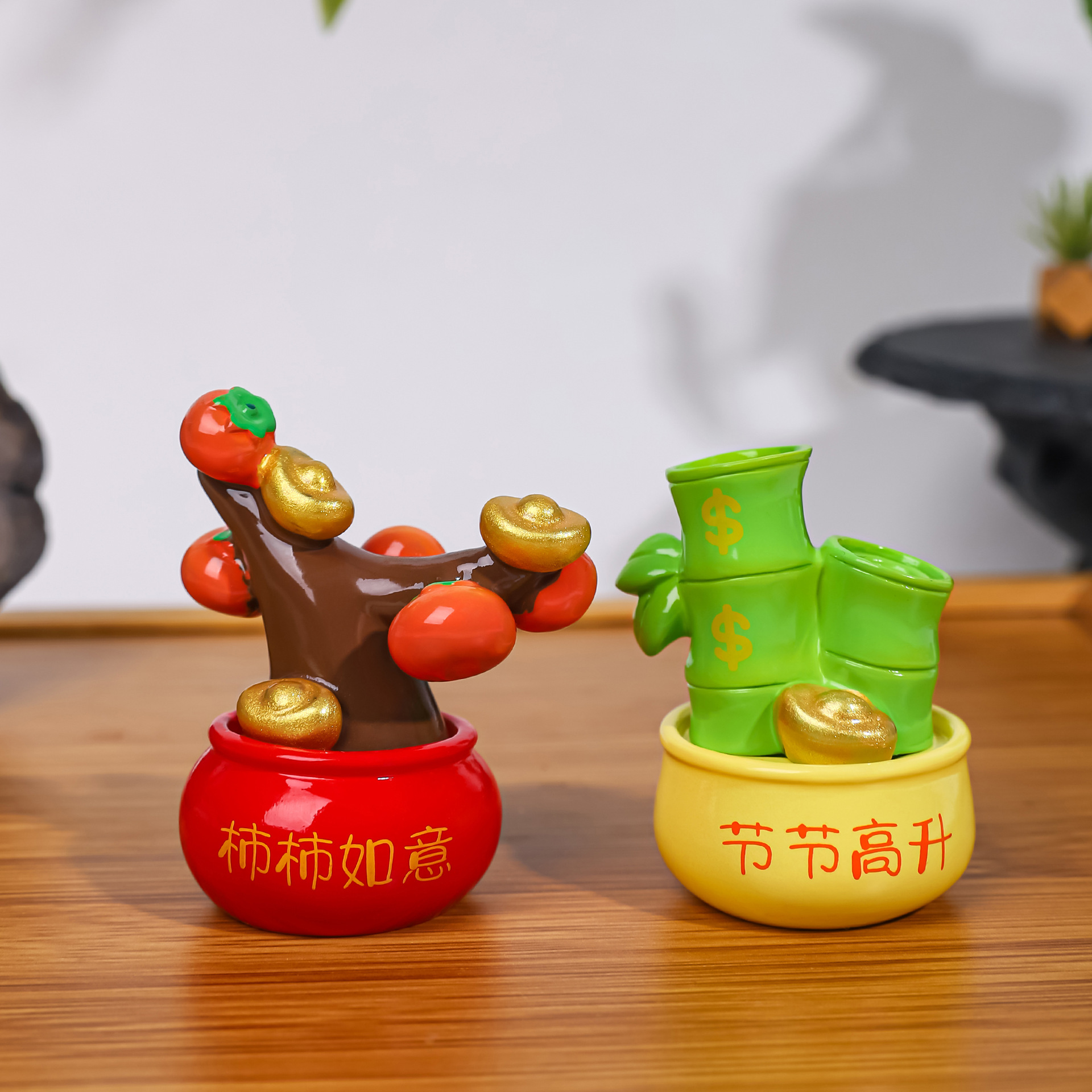 창의적인 행운의 나무 장식품, 부를 불러들이는 작은 화분 식물, 귀엽고 화려한 꽃, 컴퓨터 화면 장식품, 사무실 데스크탑 장식