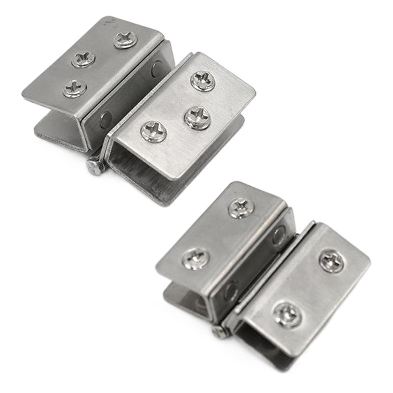 Bisagra de puerta de vidrio Bisagra de cobre Bisagra de puerta de gabinete Clip de vidrio sin orificios Vitrina de vidrio Clip de vidrio de puerta simple y doble