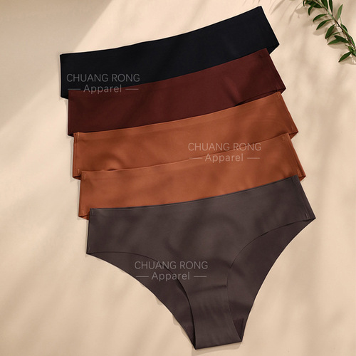 European and American seamless ice silk women's underwear low-waist pure cotton crotch briefs breathable sports quick-drying hem underwear wholesale