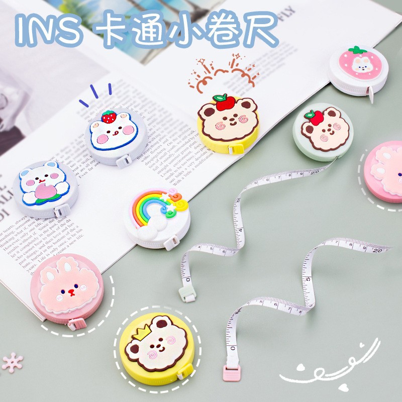 Cinta métrica personalizada de dibujos animados pulgadas cm regla de doble cara medida mini chica corazón regla de cerca regla de medición regla suave al por mayor