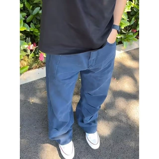 宽松日常深蓝色男士色户外做旧春秋季裤子通勤