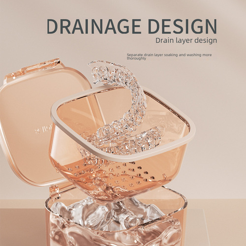 Three-layer dental retainer tray holder invisible aligner retainer orthodontic storage box draining and layered portable