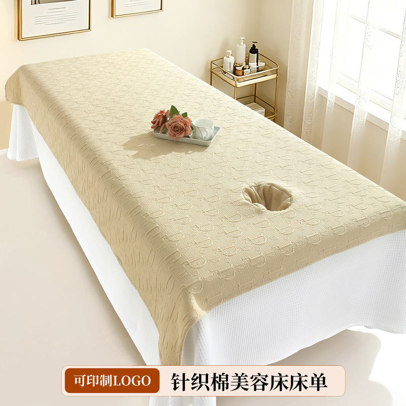 Beauty Salon Bed Sheet, Thickened, High-End Knitted Cotton with Holes, Sweat-Absorbent, Oil-Resistant, for Massage and Spa Use, Suitable for All Seasons Beauty Salon Bed Sheet, Thickened, High-End Knitted Cotton with Holes, Sweat-Absorbent, Oil-Resistant, for Massage and Spa Use, Suitable for All Seasons