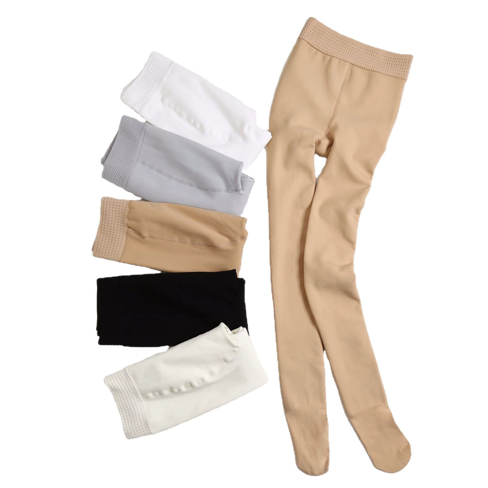 Теплые длинные белые л leggings, увеличенная толщина, плюс-сайз, оптом, телесного цвета