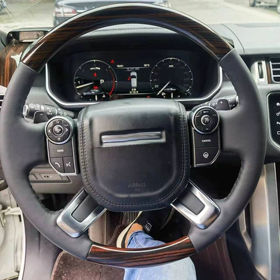 Suitable for Land Rover Range Rover Peach Wood Steering Wheel Discovery 4 Freelander 23 Carbon Fiber Heated Leather Steering Wheel Modification Off-Road