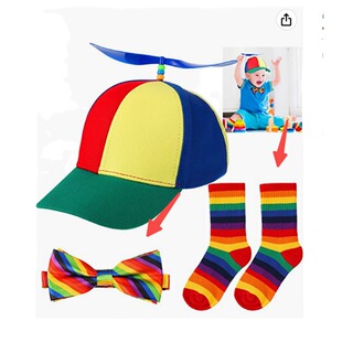 Children's bow tie two-piece creative detachable propeller baseball cap windmill bamboo dragonfly duck tongue hat