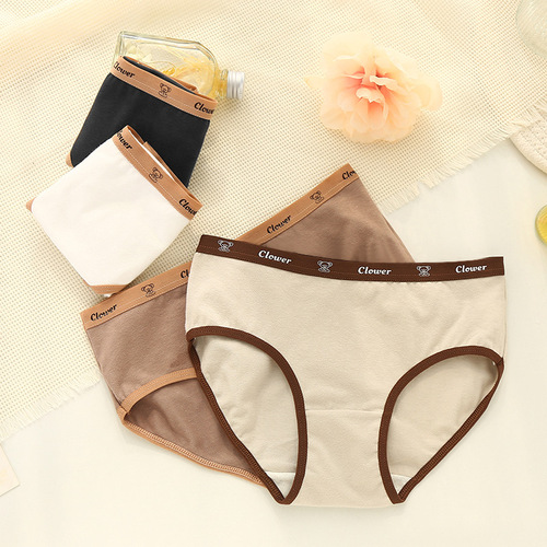 Women's pure cotton underwear, women's pure cotton antibacterial summer thin mid-waist girl's soft, breathable and skin-friendly briefs