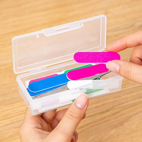 Desktop flip-top nail art accessories storage box plastic transparent large flat accessories nail art wear nail storage box