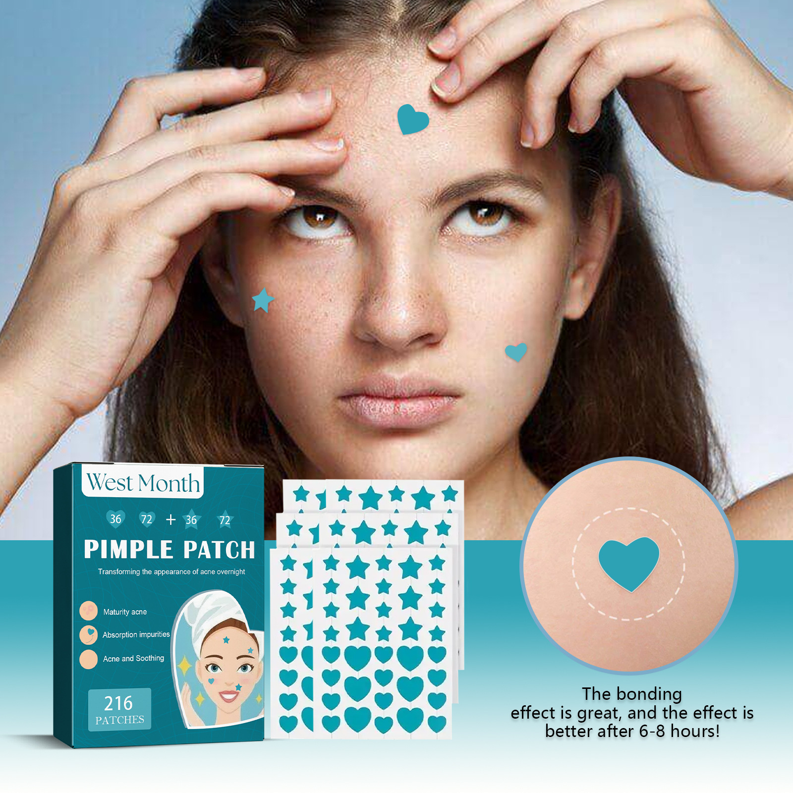 West&Month hydrocolloid patch for repair, invisible, breathable, waterproof, acne cleaning,_voghion.com