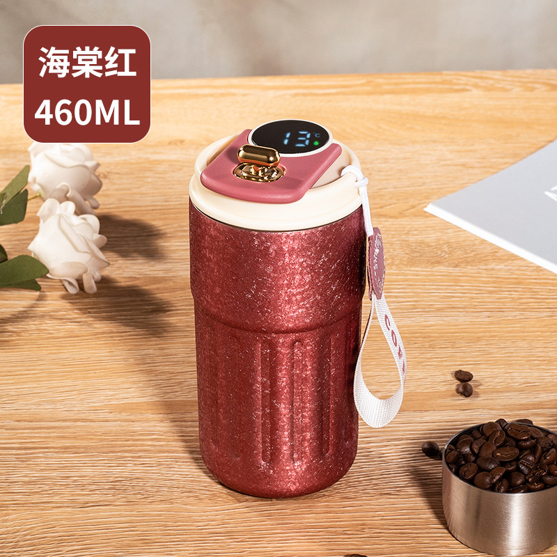 高颜值显温咖啡杯316不锈钢保温杯大容量便携礼品水杯提绳口袋杯|undefined