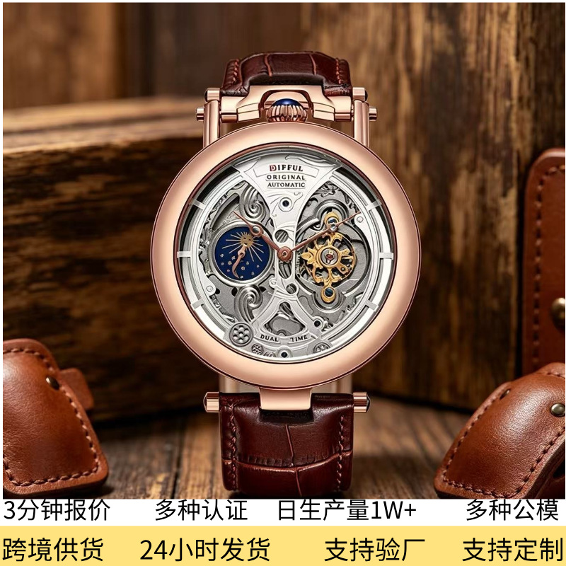Brand New Cross-Border Hot-Selling Men's Watch High-End Waterproof Fully Automatic Tourbillon Mechanical Watch Dropshipping