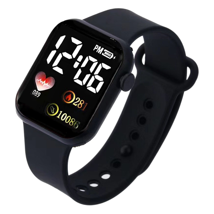 Reloj LED deportivo infantil y para parejas, diseño cuadrado con corazón, digital y moderno