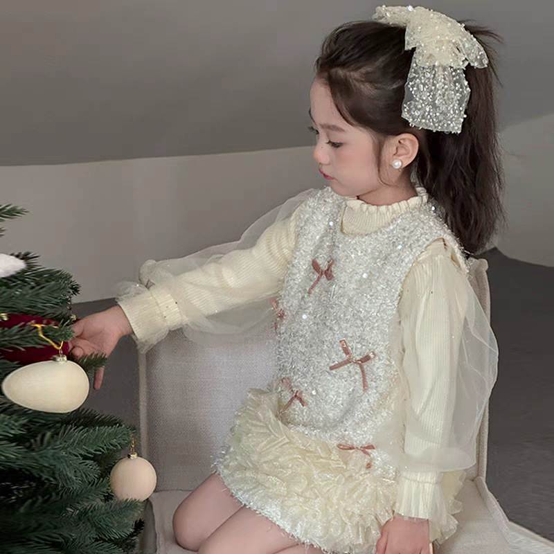 Qianqiu vestido de princesa de otoño y invierno, vestido de aniversario de mujeres, vestido de moda para niños con un poco de viento fragante y vestido de lana de moda