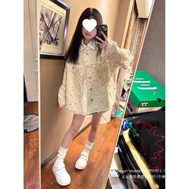 韩系小香风波点外套女春秋新款高级感小众设计感复古开衫夹克上衣