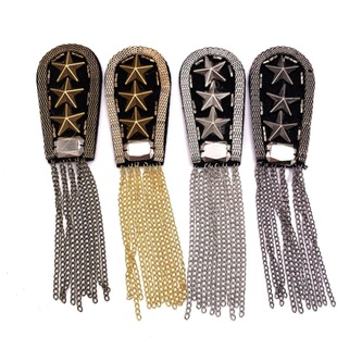 Cross-Border Metal Tassel Retro Epaulette Five-Pointed Star Shape Unisex Suit Clothing DIY Accessories Jewelry