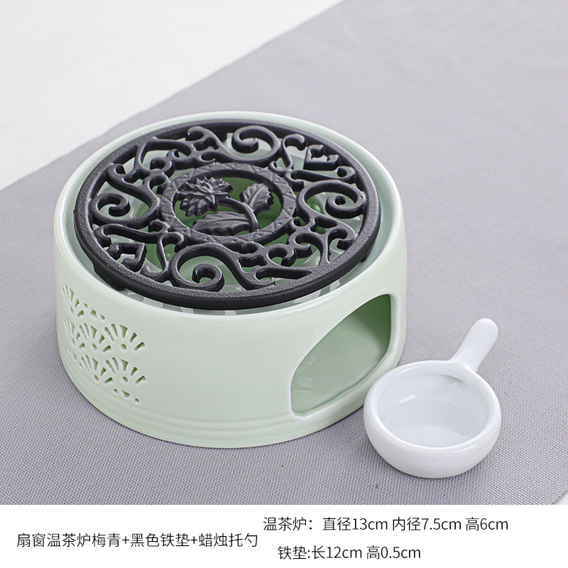 Té estufa vela restaurante Hotel hogar base de cerámica chino hueco aislamiento calefacción vidrio fruta flor tetera
