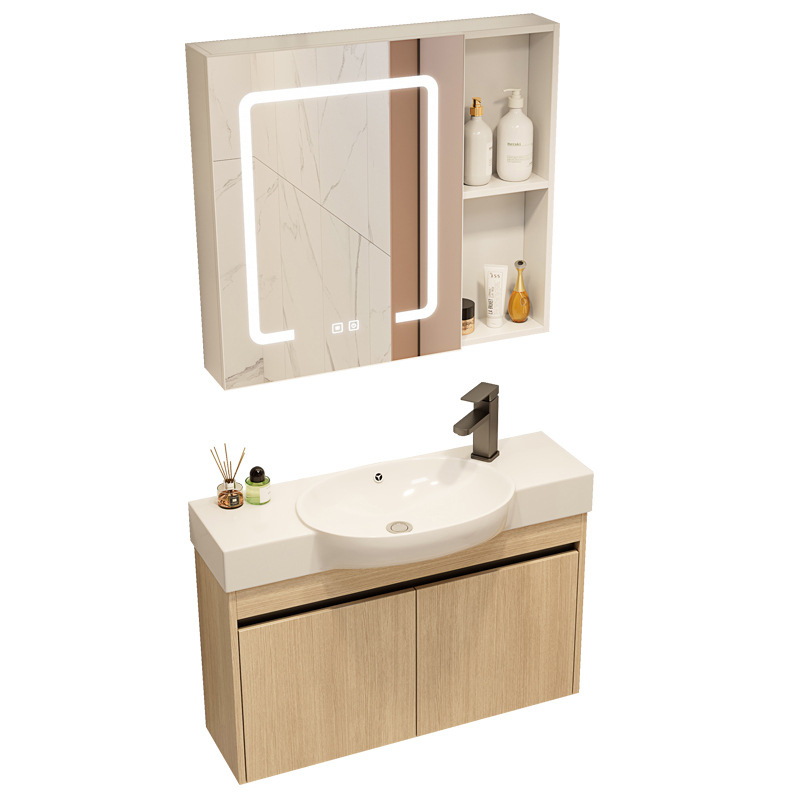 pequeño gabinete de baño de color madera cerámica combinación lavabo transfronterizo lavabo ultra estrecho lavabo lavabo