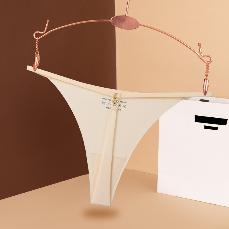 Tangas populares transfronterizas de talla europea, ropa interior sin costuras de seda helada, tanga sexy de tirantes finos para mujer de talla grande, transpirable.