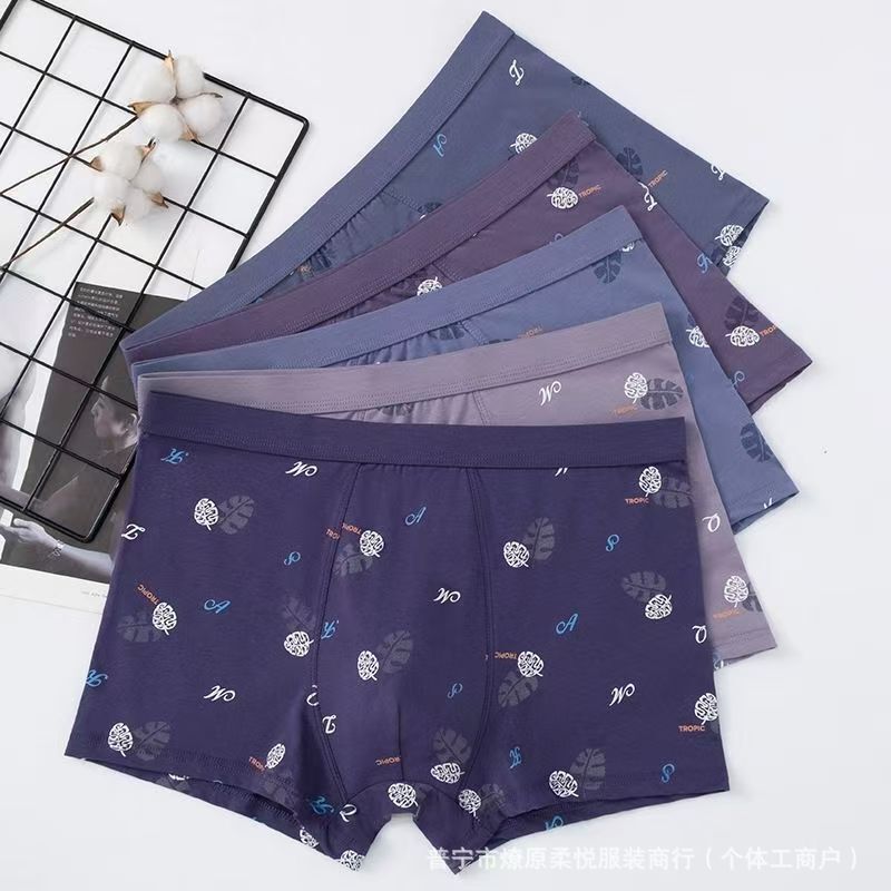 Men's Boxer Briefs Rc Pima Cotton Large Size 3D Printed Breathable Men's Underwear Mid-Waist Boxer Shorts Wholesale