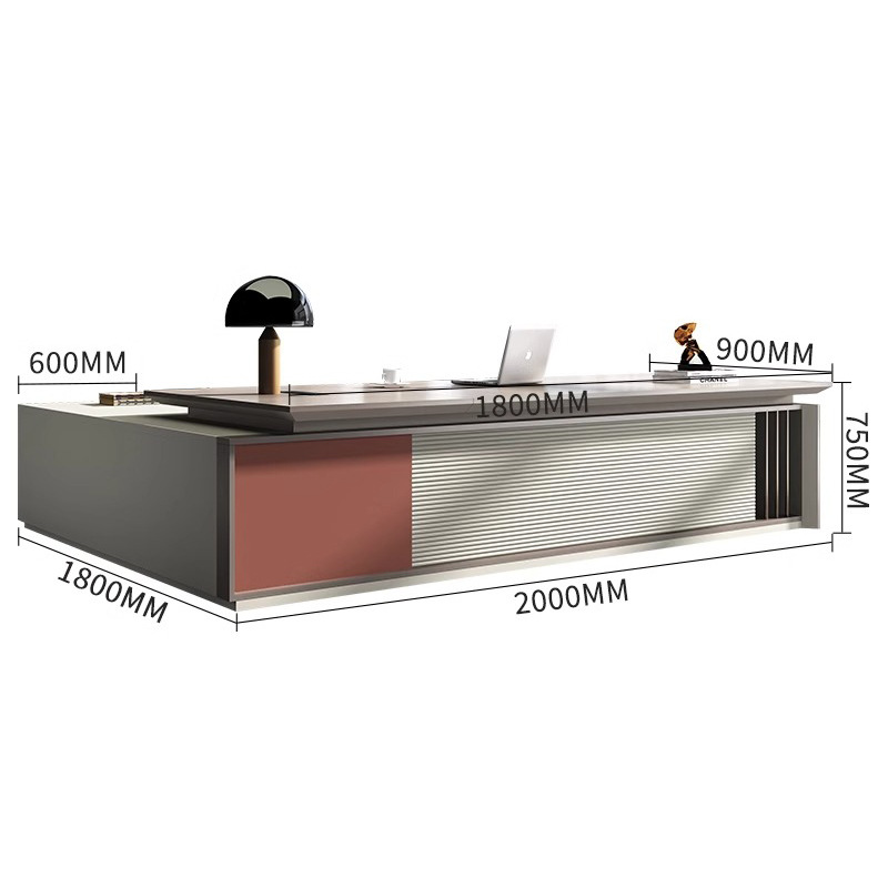 2025 nueva mesa de jefe con gabinete lateral mesa de presidente mesa de lujo ligera mesa de gerente de una sola persona de alto nivel fabricante de mesa de clase grande