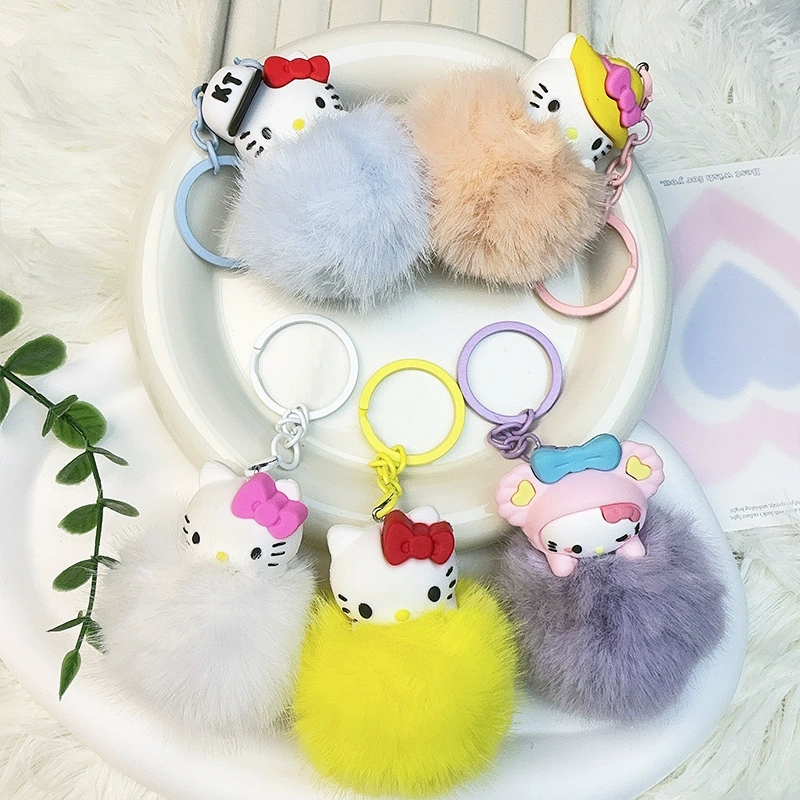 Мультяшный классический плюшевый кот КТ Sanrio брелок подвеска ПВХ кукла аксессуары для школьного рюкзака и ключей от машины оптом