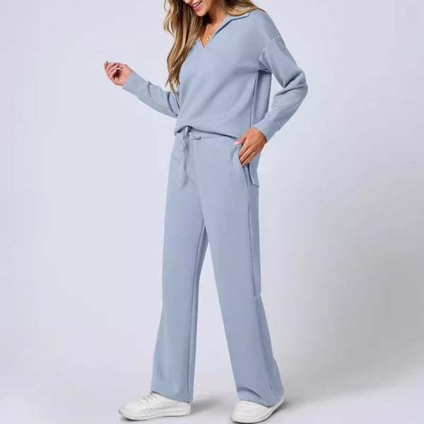 Women's Pant Set Autumn Winter Solid Colour Lapel Professional Suit_voghion.com