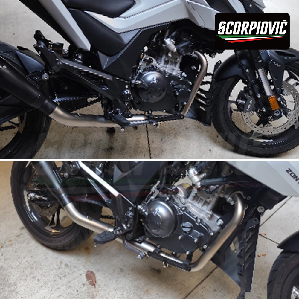 Motorcycle Scooter Zongshen 125Gk Stainless Steel Split Front Exhaust Pipe and Rear Muffler Full Set