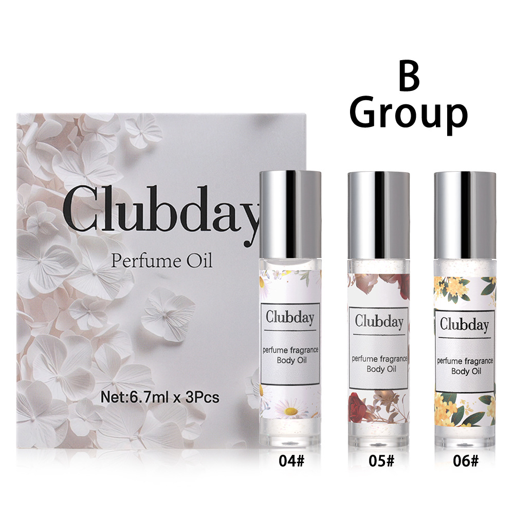 Clubday Body Fragrance Long-lasting Floral Roll-on Perfume Oil Natural Sparkling 3-bottle Wholesale Export Perfume Oil undefined