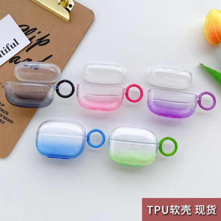 For VIVO TWS 2E/2 protective case simple solid color gradient soft case tws2 wireless Bluetooth earphone case tpu