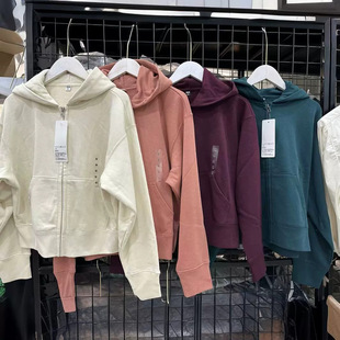 Women's Fitting Room Autum New Sports Zipper Hooded Cardigan Jacket Long-Sleeved Short Sweatshirt 459787