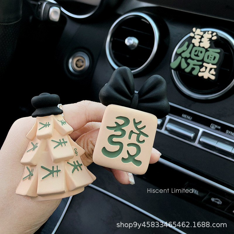 New Car Aromatherapy Bowknot Fortune Tree Mahjong Car Air Conditioner Air Outlet Decoration Diffuser Stone Car Interior Accessories