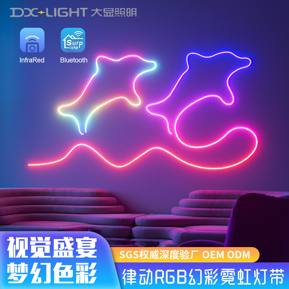 LED de neón decoración de fiesta luces rgb barra de diapositivas al aire libre impermeable silicona decoración de neón